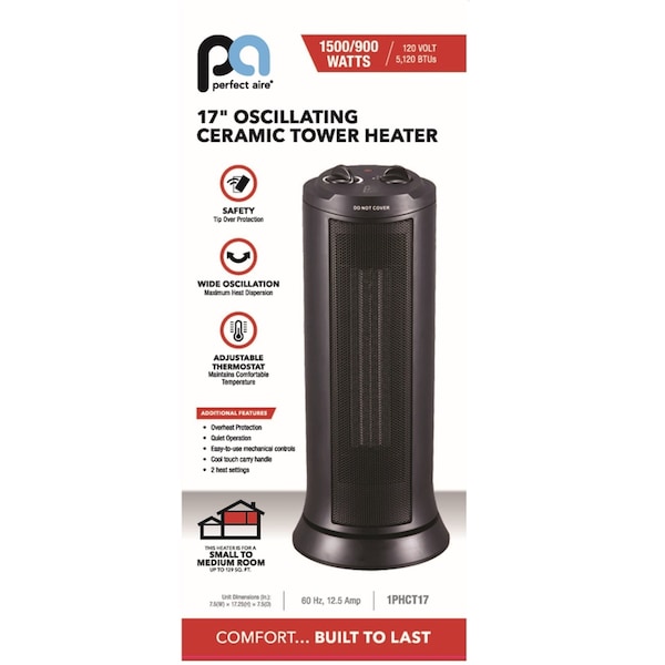 Perfect Aire Perfect Aire 128 sq ft Electric Oscillating Tower Space Heater 5120 BTU - 1PHCT17