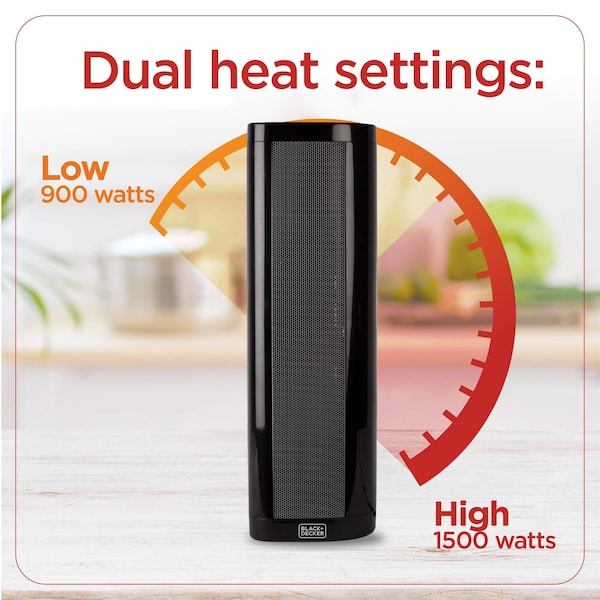 Black & Decker 1500 Watt Electric Fan Tower Heater with LED Display Control - BHVHC15