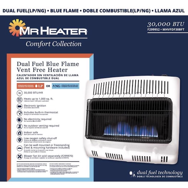 Mr. Heater Mr. Heater Comfort Collection 700 sq ft 30000 BTU Natural Gas/Propane Wall Heater - F299952