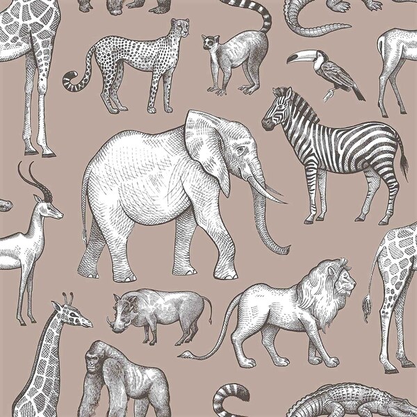 Manhattan Comfort Houston Kenji Light Brown Safari 33 ft L X 209 in W Wallpaper - BR4060-139271