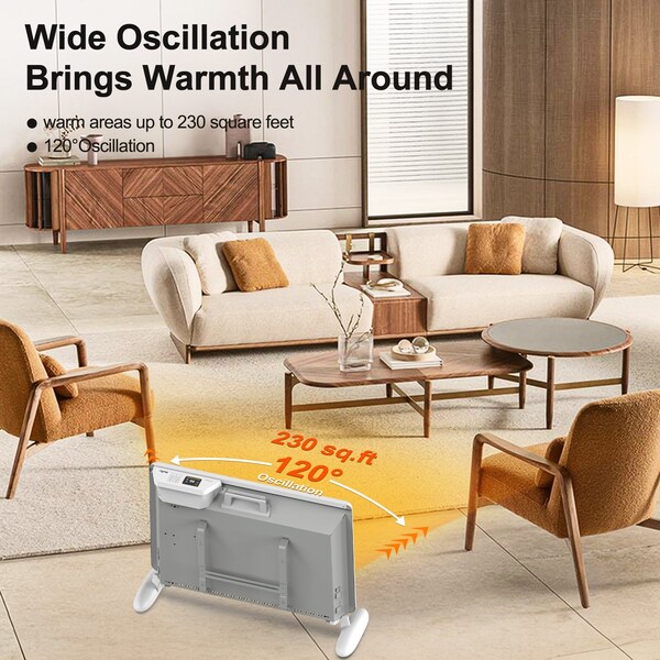 Edendirect 1500W Electric Tower Ceramic Heater, White, Tip-Over Protection, Wi-Fi Control - NCA1-4.5-PRO FABRIC W
