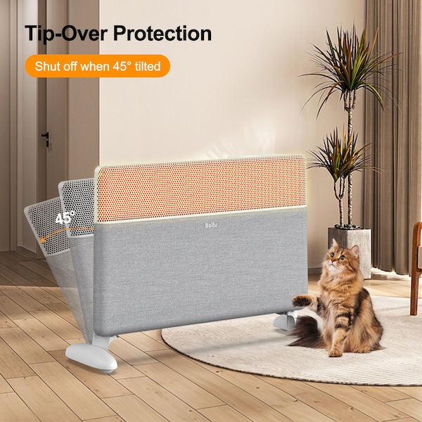 Edendirect 1500W Electric Tower Ceramic Heater, White, Tip-Over Protection, Wi-Fi Control - NCA1-4.5-PRO FABRIC W