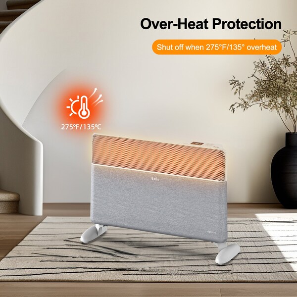 Edendirect 1500W Electric Tower Ceramic Heater, White, Tip-Over Protection, Wi-Fi Control - NCA1-4.5-PRO FABRIC W