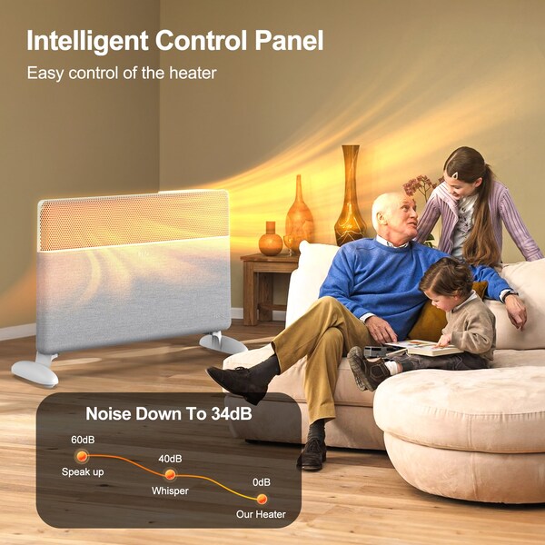 Edendirect 1500W Electric Tower Ceramic Heater, White, Tip-Over Protection, Wi-Fi Control - NCA1-4.5-PRO FABRIC W