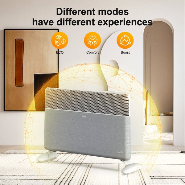 Edendirect 1500W Electric Tower Ceramic Heater, White, Tip-Over Protection, Wi-Fi Control - NCA1-4.5-PRO FABRIC W