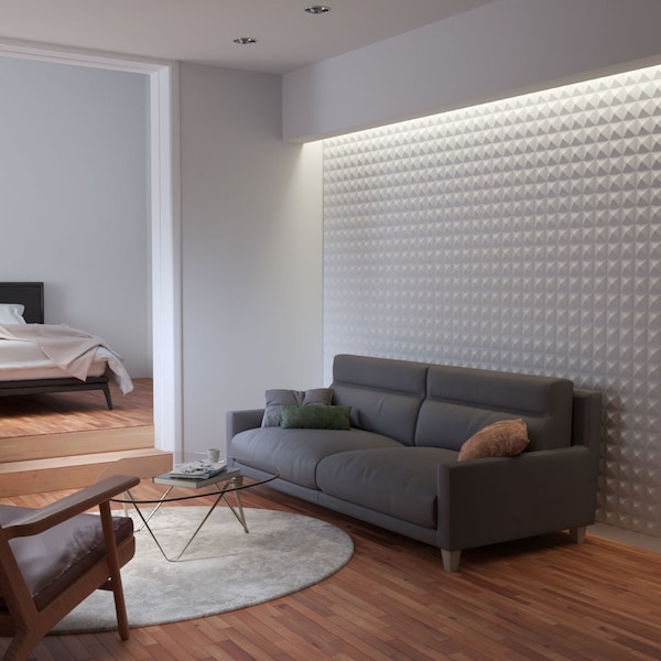 Ekena Millwork Benson EnduraWall Decorative 3D Wall Panel, White, 11 7/8"W x 11 7/8"H - WP12X12BEWH