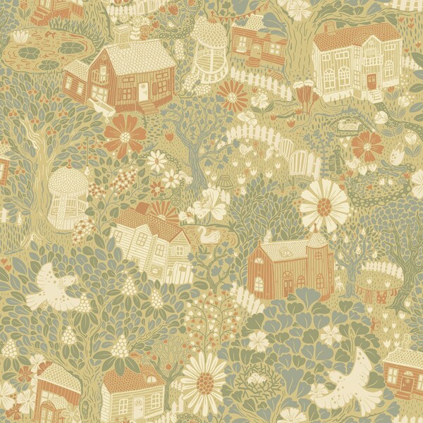 Manhattan Comfort Gainesville Bygga Bo Butter Woodland Village 33 ft L X 209 in W Wallpaper - BR4111-63002