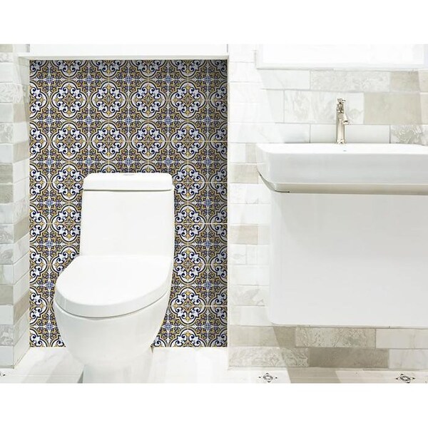 Homeroots 7 x 7 in. Neutral Yellow Gina Peel & Stick Removable Tiles - 400183