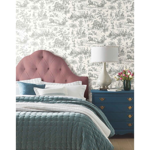 York Wallcoverings Seasons Toile Grey Wallpaper - GR5922