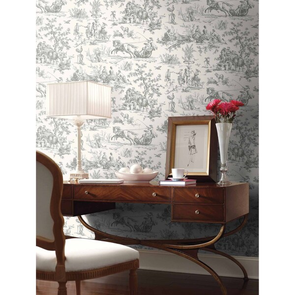 York Wallcoverings Seasons Toile Grey Wallpaper - GR5922
