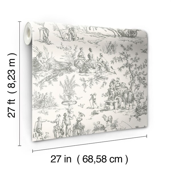 York Wallcoverings Seasons Toile Grey Wallpaper - GR5922