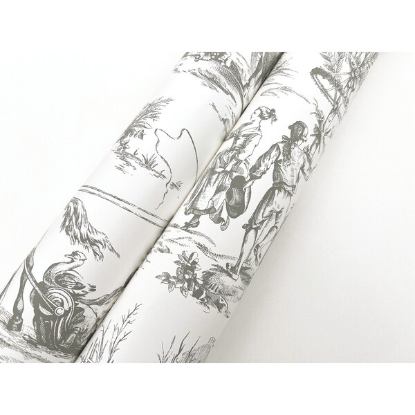 York Wallcoverings Seasons Toile Grey Wallpaper - GR5922