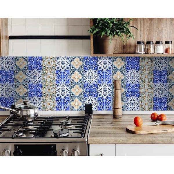 Homeroots 8 x 8 in. Bella Mix Mosaic Yellow Removable Peel & Stick Tiles - 400254