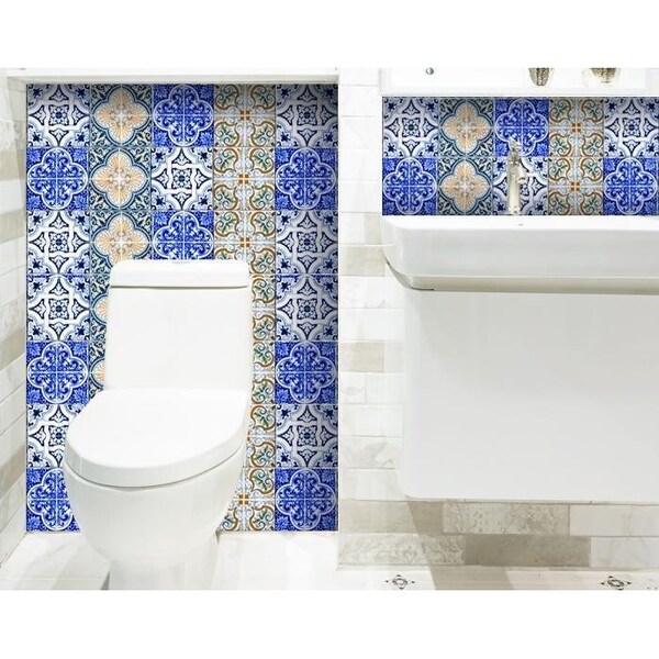 Homeroots 8 x 8 in. Bella Mix Mosaic Yellow Removable Peel & Stick Tiles - 400254