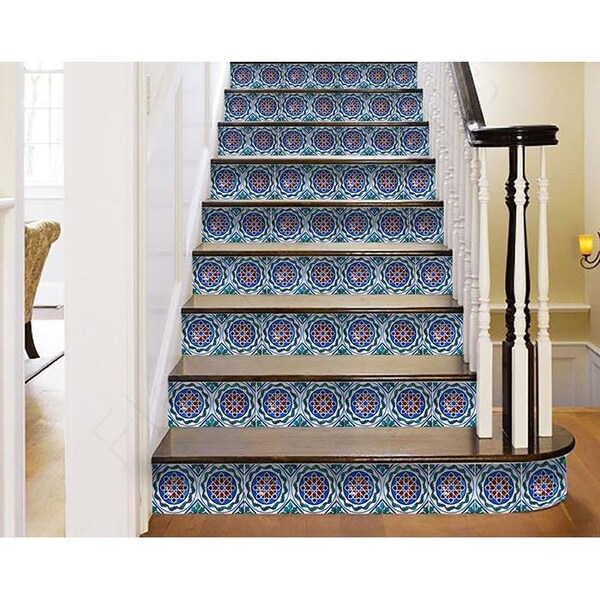 Homeroots 8 x 8 in. Augustine Blue Removable Peel & Stick Tiles - 400294