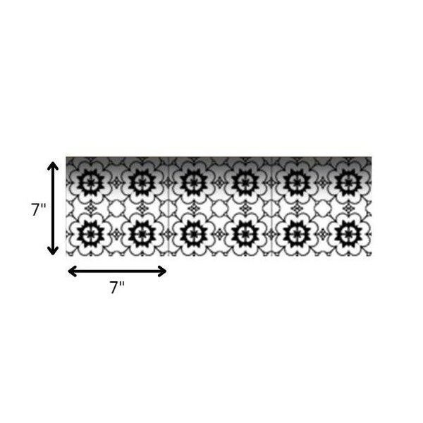 Homeroots 7 x 7 in. Black & White Gerber Peel & Stick Removable Tiles - 399968