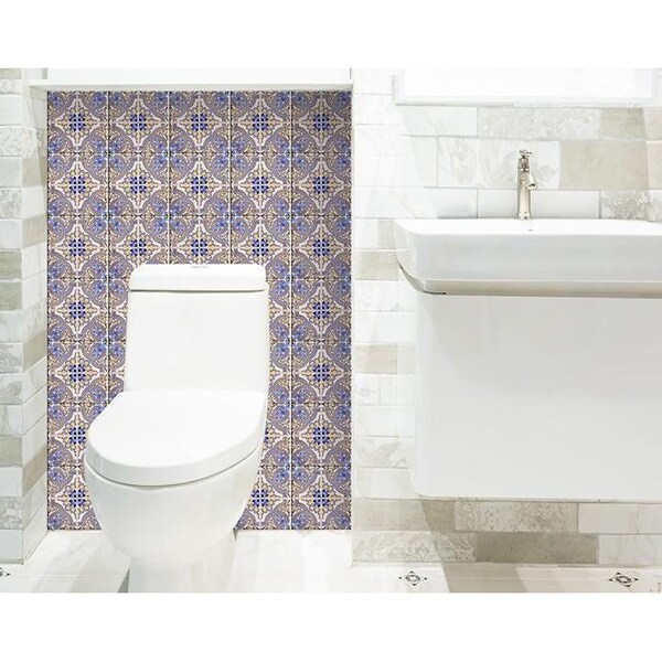 Homeroots 7 x 7 in. Blue Taupe Nova Removable Peel & Stick Tiles - 400223