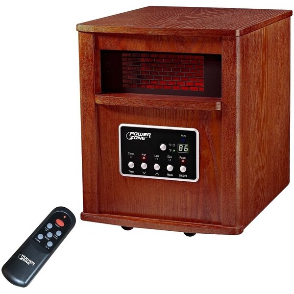 Powerzone PowerZone WH-96H Infrared Quartz Wood Cabinet Heater with Remote Control, 1000/1500 W, 120 V - WH-96H