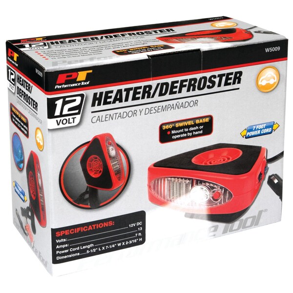 Perform Tool Interior Heater/ Defroster Quickly Defrost/ Warm Windshields And Surfaces; 360 Degree Swivel Base - W5009