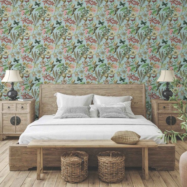 York Wallcoverings Butterfly House Sky Blue Wallpaper - BL1725