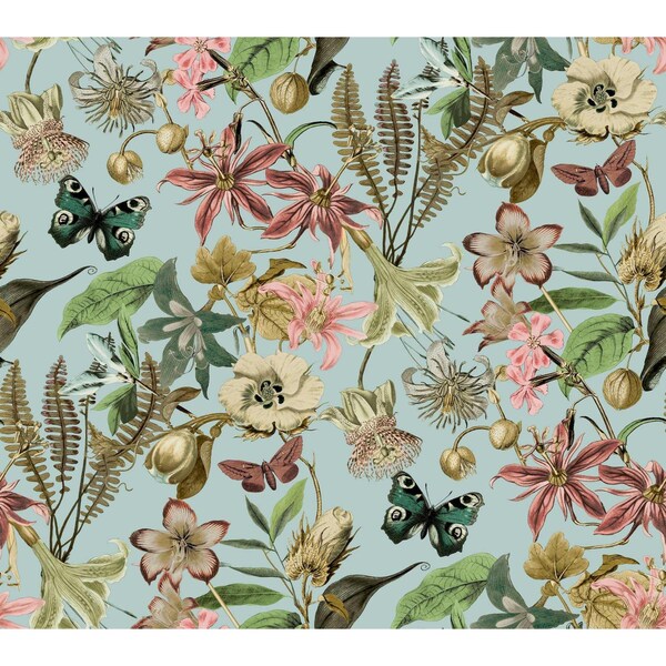 York Wallcoverings Butterfly House Sky Blue Wallpaper - BL1725