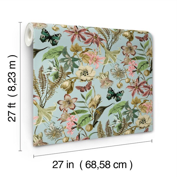 York Wallcoverings Butterfly House Sky Blue Wallpaper - BL1725