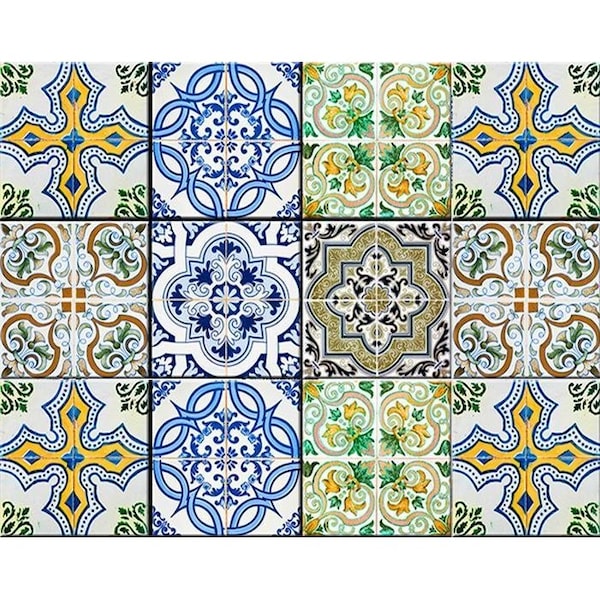 Homeroots 6 x 6 in. Cana Multi Blue Mosaic Peel & Stick Tiles - 400322