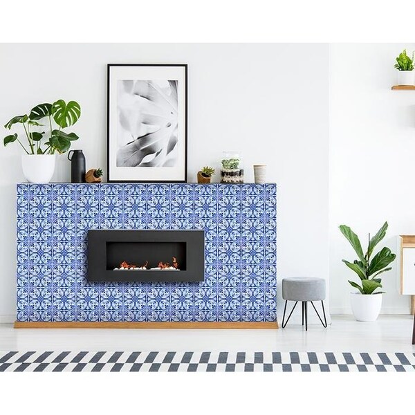 Homeroots 5 x 5 in. Blue Cloud Peel & Stick Removable Tiles - 400106