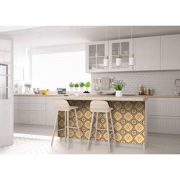Homeroots 4 x 4 in. Golden Yellow Deco Peel & Stick Removable Tiles - 400075