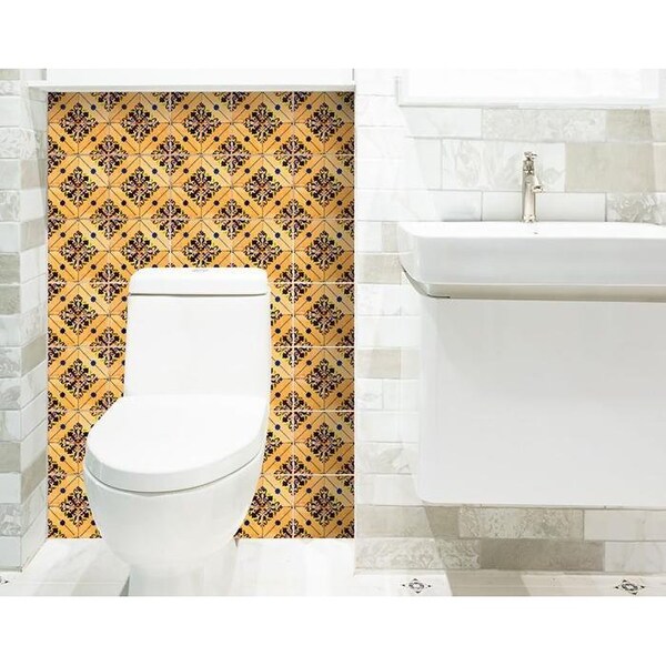 Homeroots 8 x 8 in. Golden Rio Yellow Removable Peel & Stick Tiles - 400349
