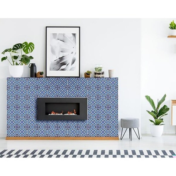 Homeroots 5 x 5 in. Blue Bali Removable Peel & Stick Tiles - 400236