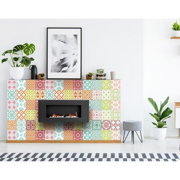 Homeroots 8 x 8 in. Muted Mint Green Brights Mosaic Peel & Stick Removable Tiles - 399859