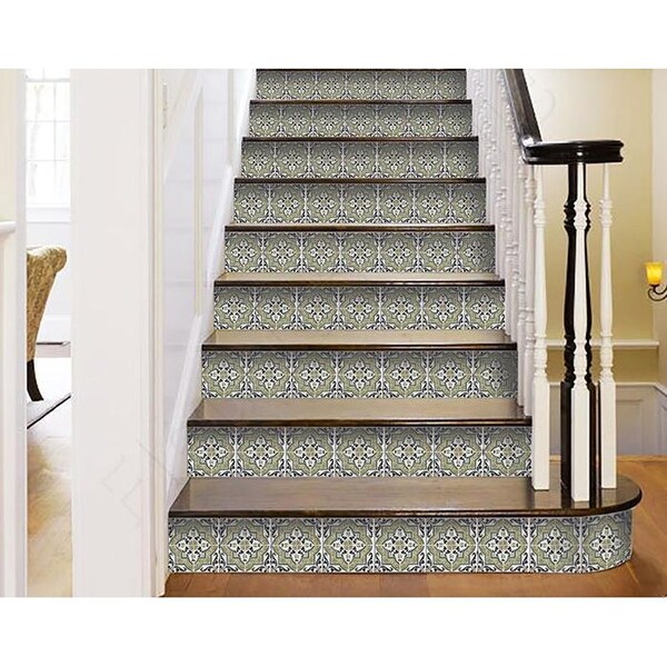 Homeroots 5 x 5 in. Vintage Aegean Olive Green Removable Peel & Stick Tiles - 400205