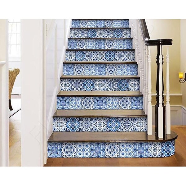 Homeroots 6 x 6 in. Azul Multi Blue Mosaic Peel & Stick Tiles - 400327