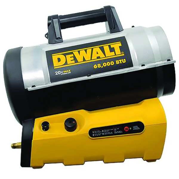Dewalt Portable Gas Torpedo Heater, LP, Intermittent Spark, 68,000 BtuH, 19 3/4 in L - DXH70CFA