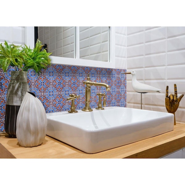 Homeroots 8 x 8 in. Blue Rust Zio Removable Peel & Stick Tiles - 400244