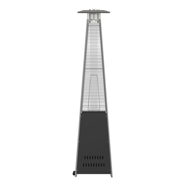 Flash Furniture Sol Patio Outdoor Heating-Black Stainless Steel Pyramid 42,000 BTU Propane Heater w/Wheels - NAN-FSDC-02-BK-GG