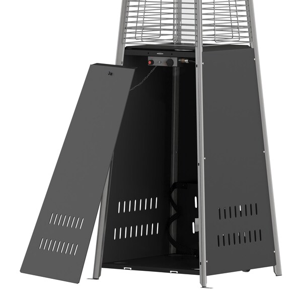 Flash Furniture Sol Patio Outdoor Heating-Black Stainless Steel Pyramid 42,000 BTU Propane Heater w/Wheels - NAN-FSDC-02-BK-GG