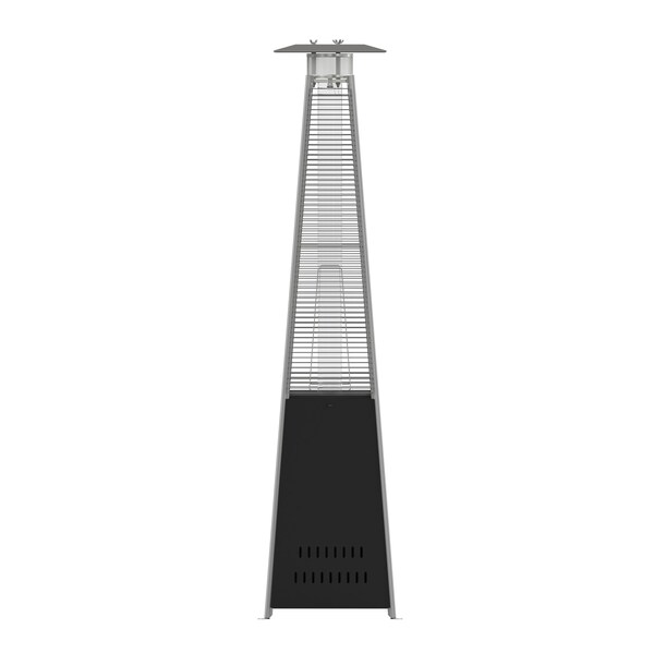 Flash Furniture Sol Patio Outdoor Heating-Black Stainless Steel Pyramid 42,000 BTU Propane Heater w/Wheels - NAN-FSDC-02-BK-GG
