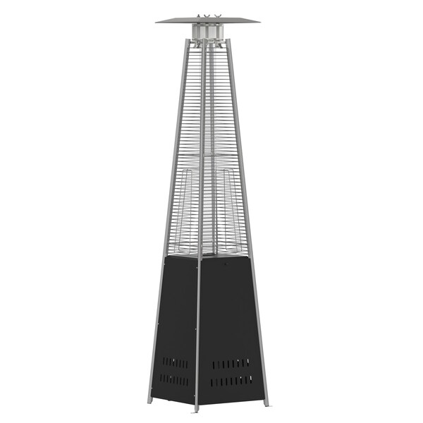 Flash Furniture Sol Patio Outdoor Heating-Black Stainless Steel Pyramid 42,000 BTU Propane Heater w/Wheels - NAN-FSDC-02-BK-GG