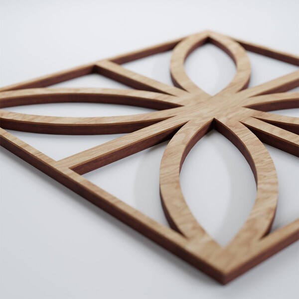 Ekena Millwork Small Swansea Decorative Fretwork Wood Wall Panels, Red Oak, 11 3/8"W x 11 3/8"H x 3/8"T - WALW12X12X0375SWNRO
