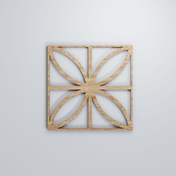 Ekena Millwork Small Swansea Decorative Fretwork Wood Wall Panels, Red Oak, 11 3/8"W x 11 3/8"H x 3/8"T - WALW12X12X0375SWNRO
