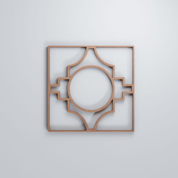 Ekena Millwork Extra Small Gypsum Decorative Fretwork Wood Wall Panels, Wood, 7 3/8"W x 7 3/8"H x 3/8"T - WALW08X08X0375GYPMF