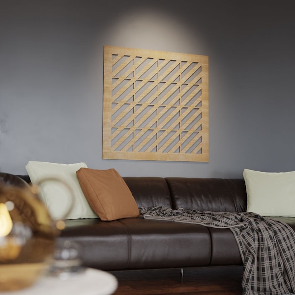 Ekena Millwork Extra Small Strymon Decorative Fretwork Wood Wall Panels, Hickory, 7 3/8"W x 7 3/8"H x 3/8"T - WALW08X08X0375STRHI