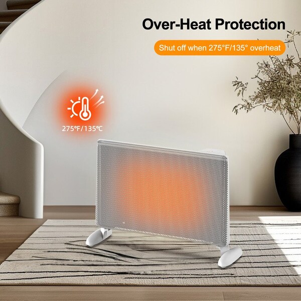 Edendirect 1500W Electric Tower Ceramic Space Heater, White, Tip-Over Protection, Child Lock - CZRNCA2-43W