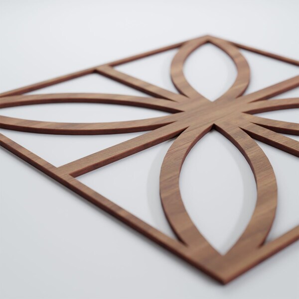 Ekena Millwork Large Swansea Decorative Fretwork Wood Wall Panels, Walnut, 23 3/8"W x 23 3/8"H x 3/8"T - WALW24X24X0375SWNWA