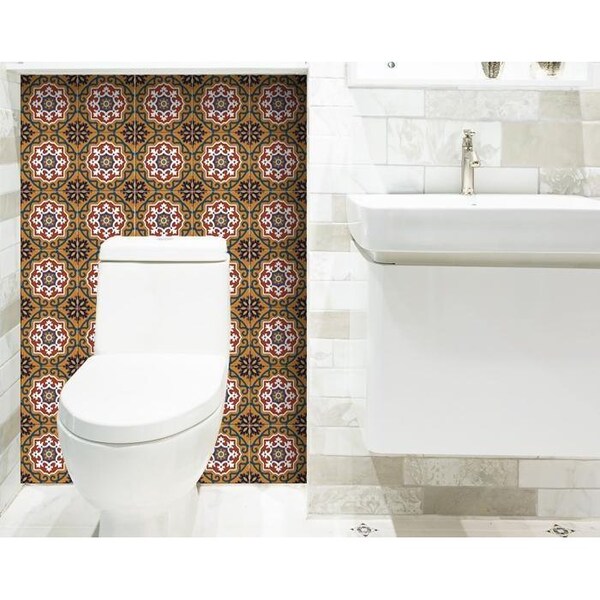 Homeroots 7 x 7 in. Old World Ole Brown Peel & Stick Tiles - 400003