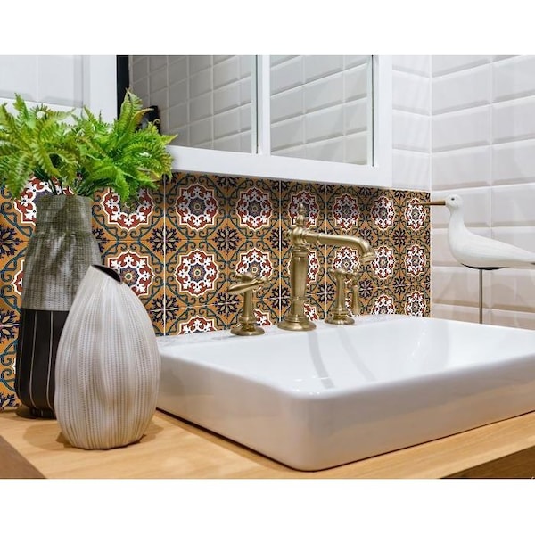 Homeroots 7 x 7 in. Old World Ole Brown Peel & Stick Tiles - 400003