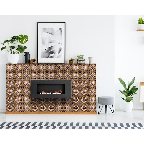 Homeroots 7 x 7 in. Old World Ole Brown Peel & Stick Tiles - 400003