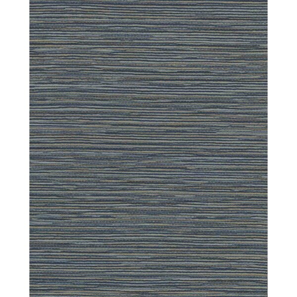 York Wallcoverings Ramie Weave Grasscloth Dark Blue Metallic Wallpaper - CD1040N